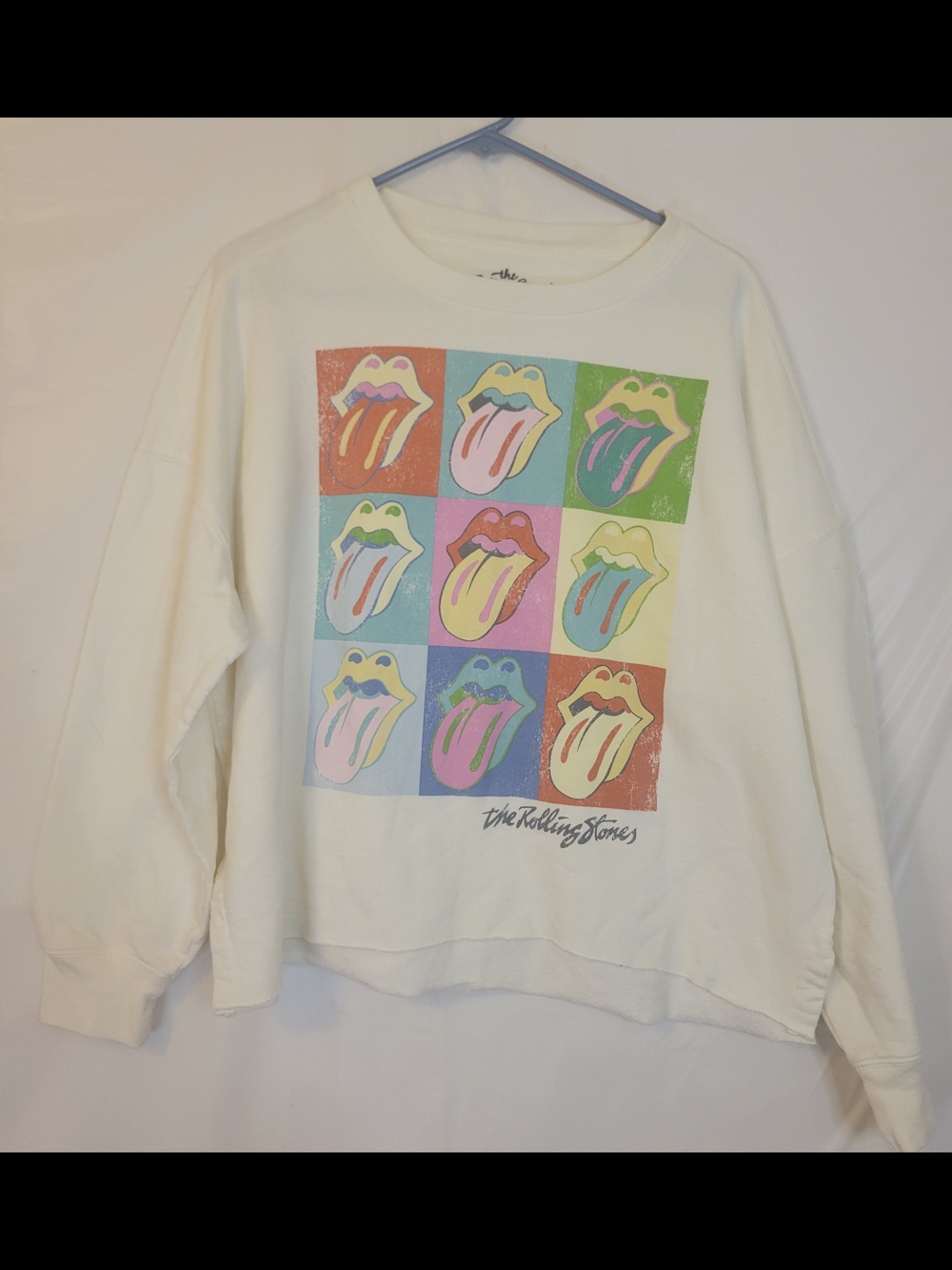 the Rolling Stones Cream Multi-Color Pop Art Logo Sweatshirt